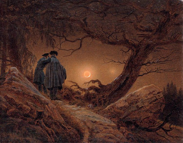 Caspar David Friedrich Two men contemplating the Moon Sweden oil painting art